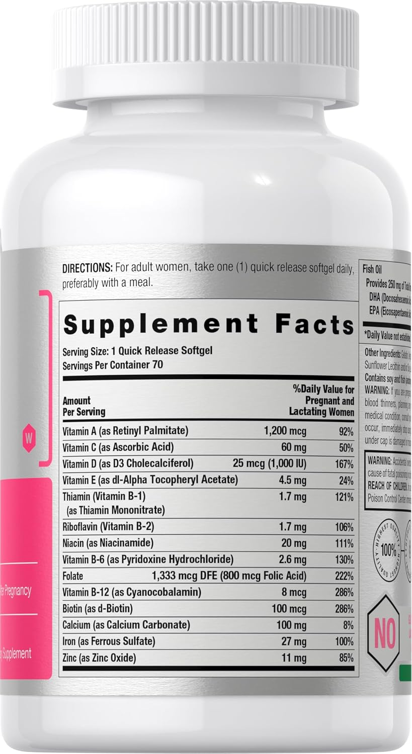 Horbäach Women's Prenatal Multivitamin with – Hierro: Ayuda a mantener niveles normales de energía al contribuir – Image 2