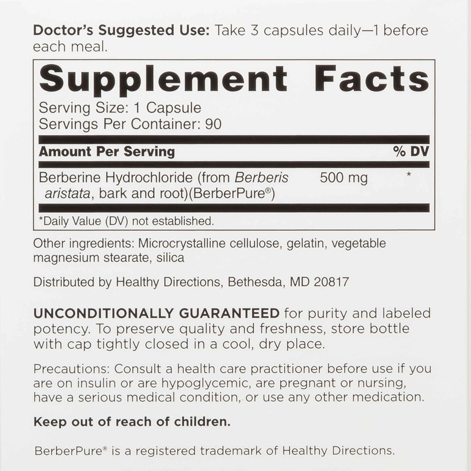 DOCTORS' PREFERRED Berberina Clinical Grade - 90 Cápsulas