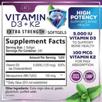 Vitamina D3 5000 IU con K2 MK-7 – 240 Cápsulas Blandas – Hello Lovely!