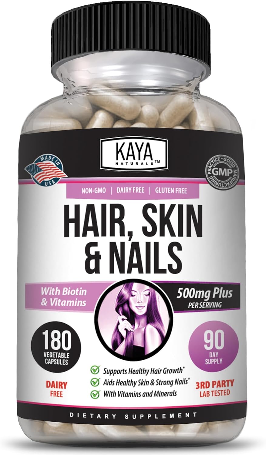 Kaya Naturals Biotina con Vitaminas para Cabello, Piel y Uñas