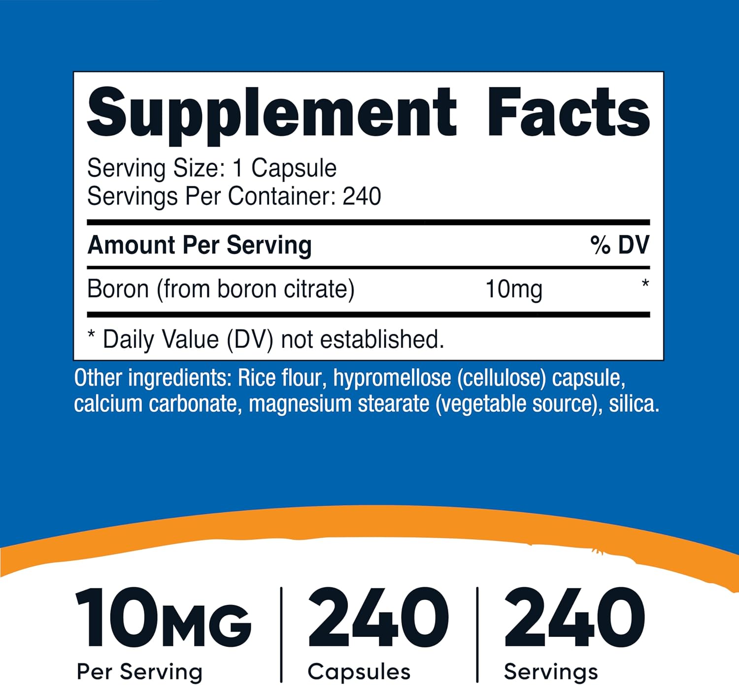 Nutricost Cápsulas de Boro 10mg, 240 Cápsulas Vegetarianas, Sin Gluten y No GMO