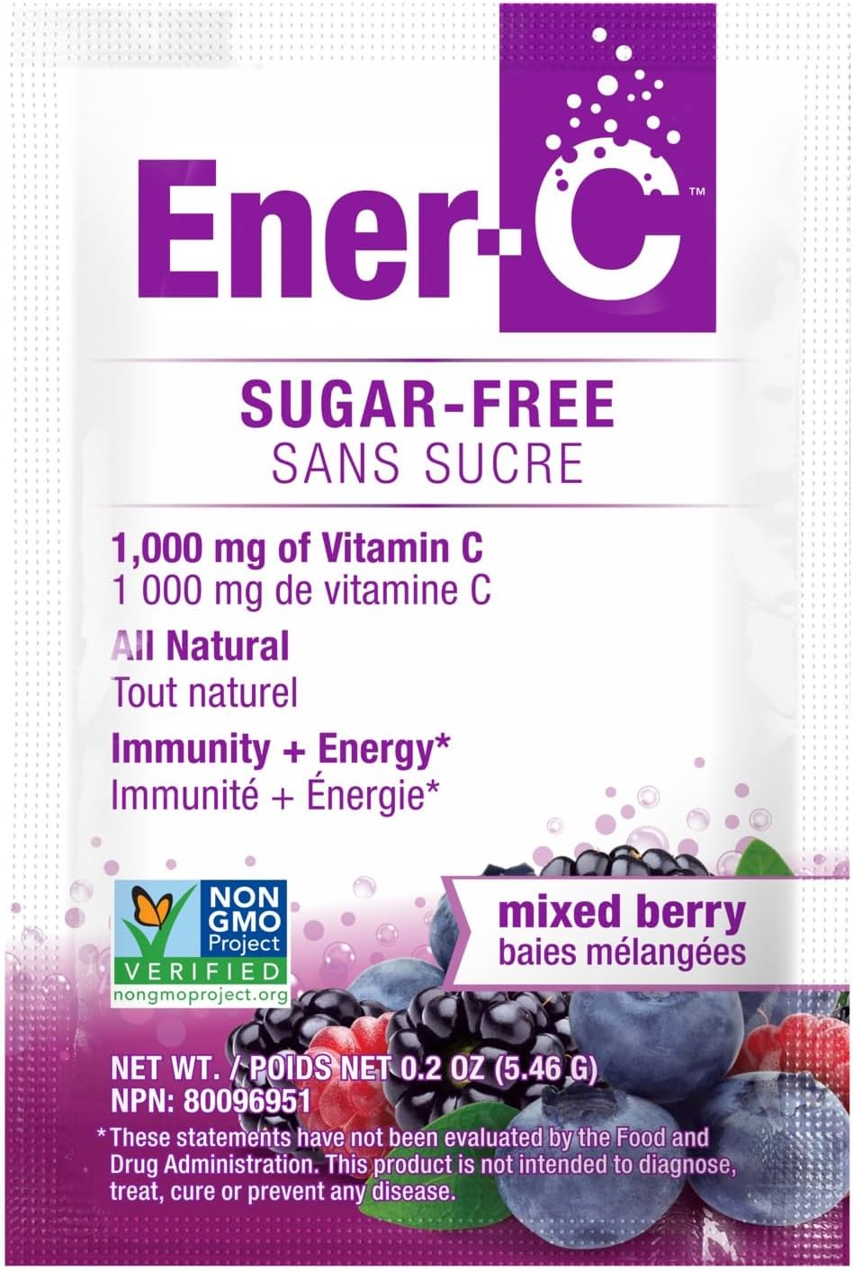 Ener-C Mix de Bebida Multivitamínica Sin Azúcar - Sabor Mixed Berry, 30 Sobres | Polvo de Vitaminas para Agua, Electrolitos, Sin Azúcar, Vitamina C y B12