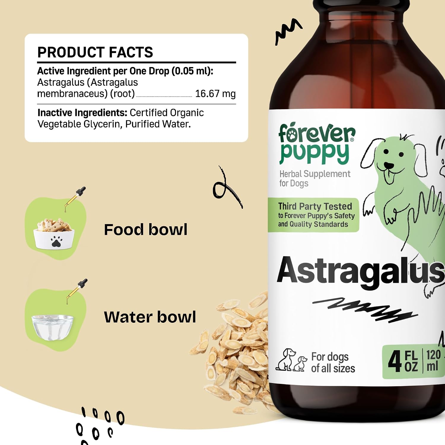 Astragalus Root Drops for Dogs - Astragalus Membranaceus Extract for Dogs' Immune Support - Herbal Pet Liquid Supplements for Immunity & Joyful Pet Care - 4 oz