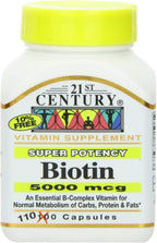 Biotina 5000 μg Cápsulas - 330 Cápsulas (3 Botes)