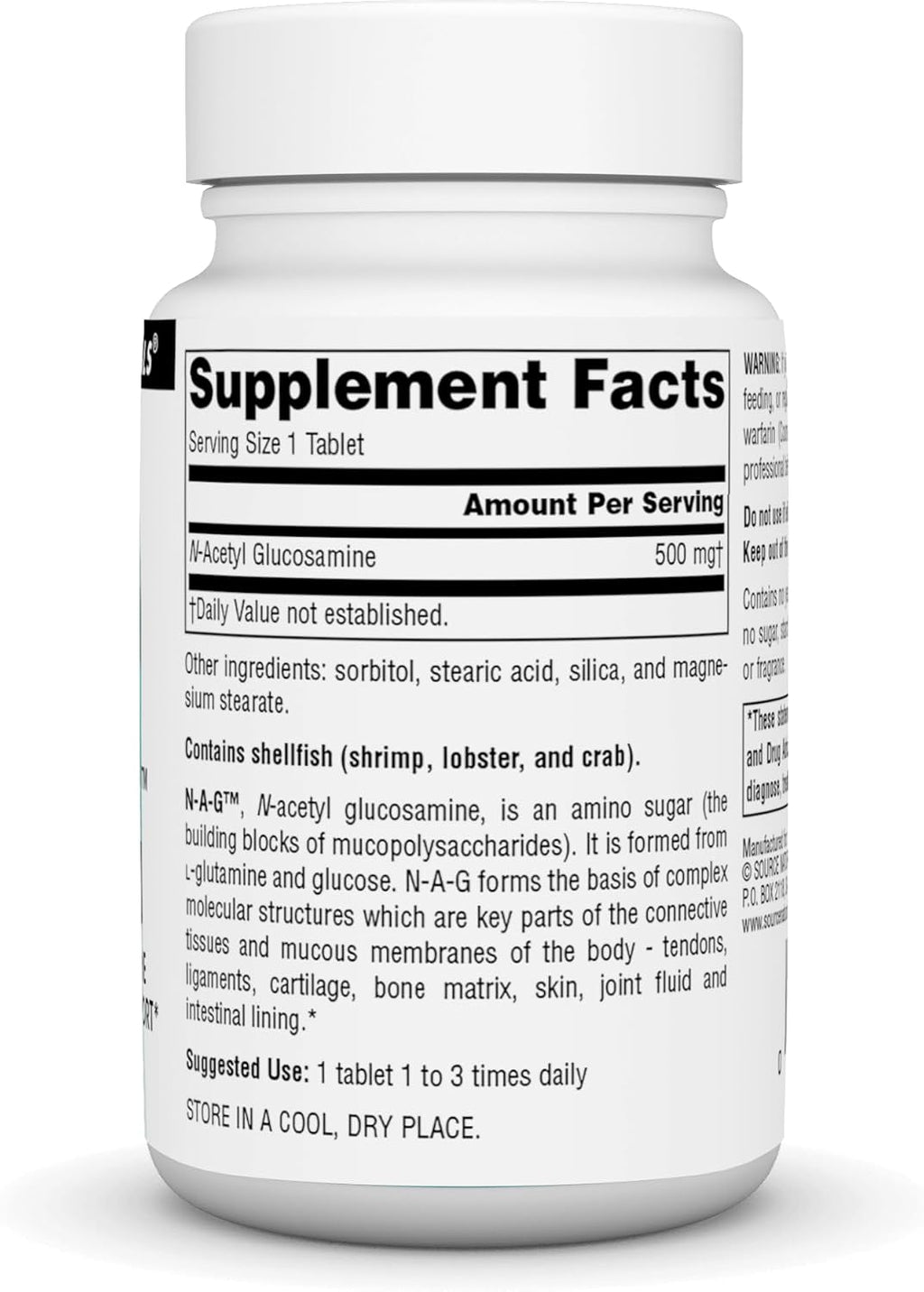 Source Naturals N-A-G N-Acetilglucosamina 500 mg - 60 Comprimidos