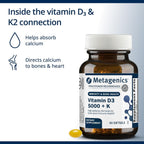 Metagenics Vitamina D3 y K2 5.000 UI con MK-7, 60 Cápsulas Blandas