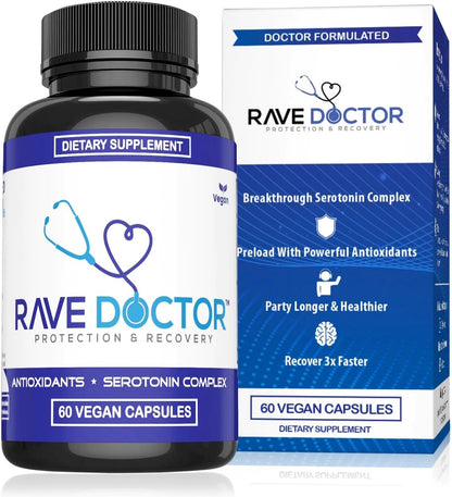 Rave Doctor 5 HTP Supplement – Complemento Alimenticio con 5-HTP, Vitaminas y Antioxidantes (Vegano) – Image 1