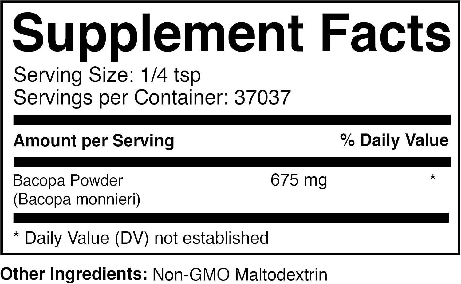 Prescribed For Life Bacopa en Polvo 4:1, Brahmi, 25 kg
