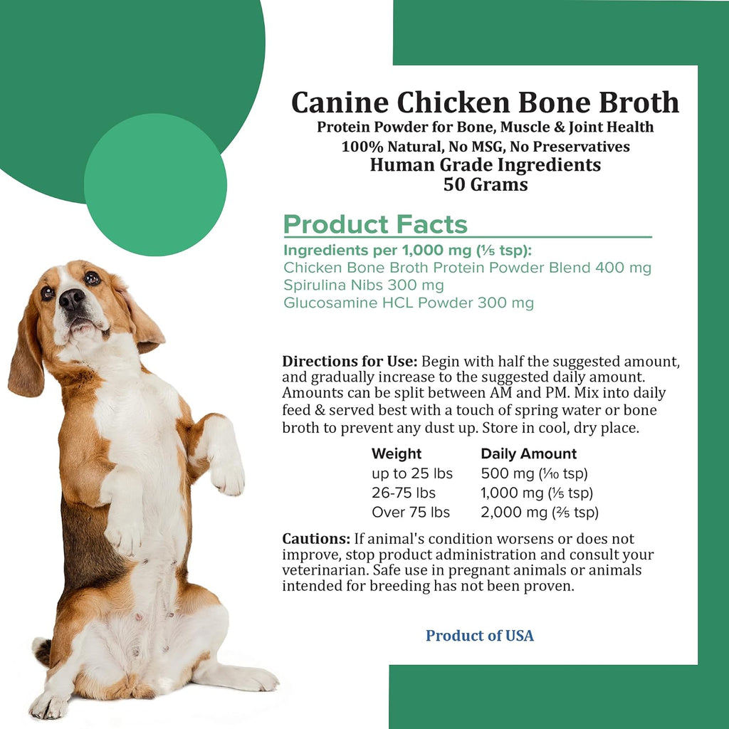 Holistic Bin Canine Chicken Blend Protein Powder Dog Food Toppers | Daily Supplement Powder with Bone Broth, Collagen & Essential Amino | Mobility, Recovery & Overall Wellness | Chicken (50g)