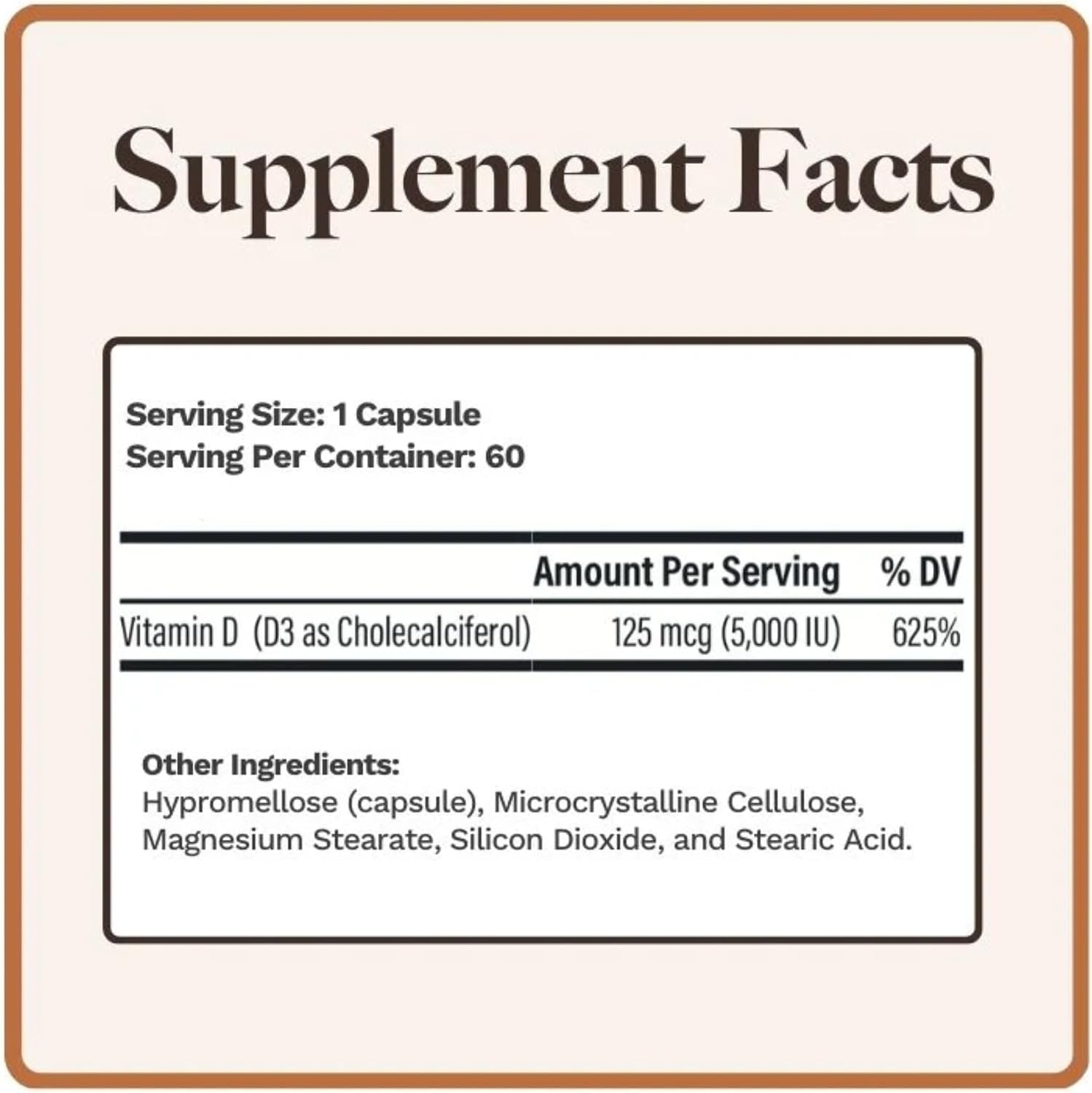 Utzy Naturals Vitamina D3 5000 UI | Colecalciferol | 60 Cápsulas