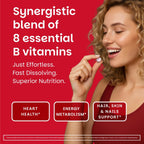 EZ Melts Complejo B Disoluble - Vitaminas B con Metilcobalamina y Metilfolato - Sabor Fresa - 60 Comprimidos