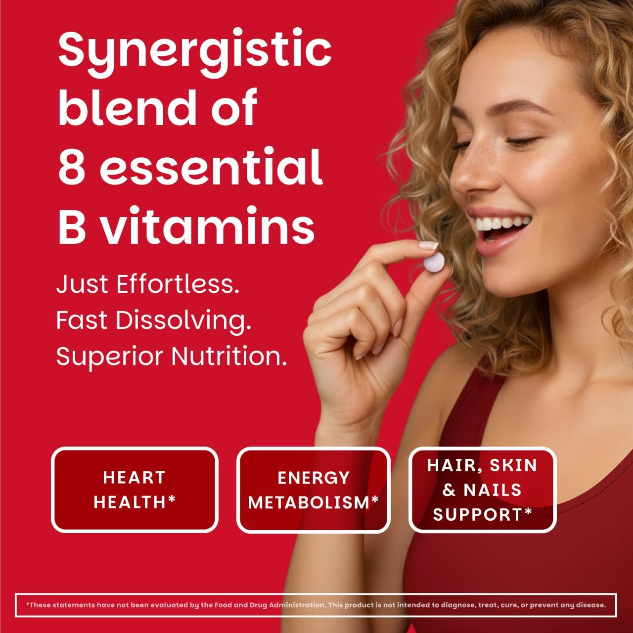 EZ Melts Complejo B Disoluble - Vitaminas B con Metilcobalamina y Metilfolato - Sabor Fresa - 60 Comprimidos