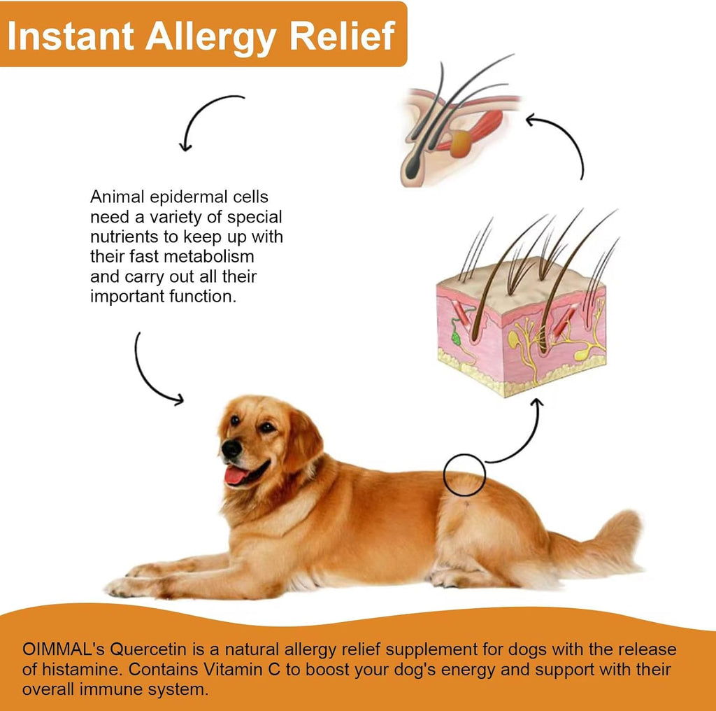 Quercetina para Perros - Alivio de Alergias - Gotas Líquidas Suplemento Herbal - Refuerzo Inmunológico, Antioxidante - 60 ml