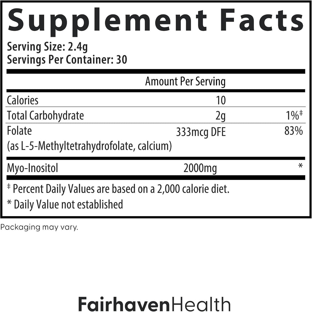 Fairhaven Health Folato y Myo-Inositol en Polvo - 30 Sobres