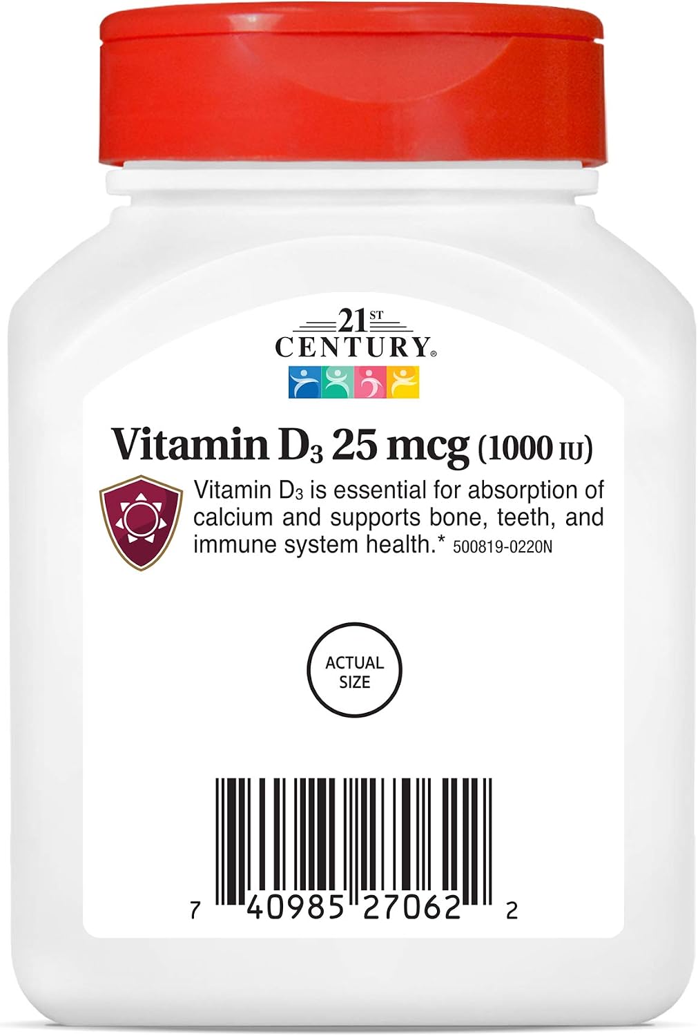 21st Century Vitamina D3 1000 UI Comprimidos, Pack de 3 (330 comprimidos)