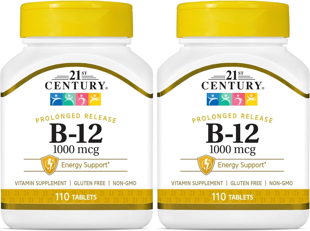 21st Century B12 1000 mcg de Liberación Prolongada - Cianocobalamina, 110 Tabletas