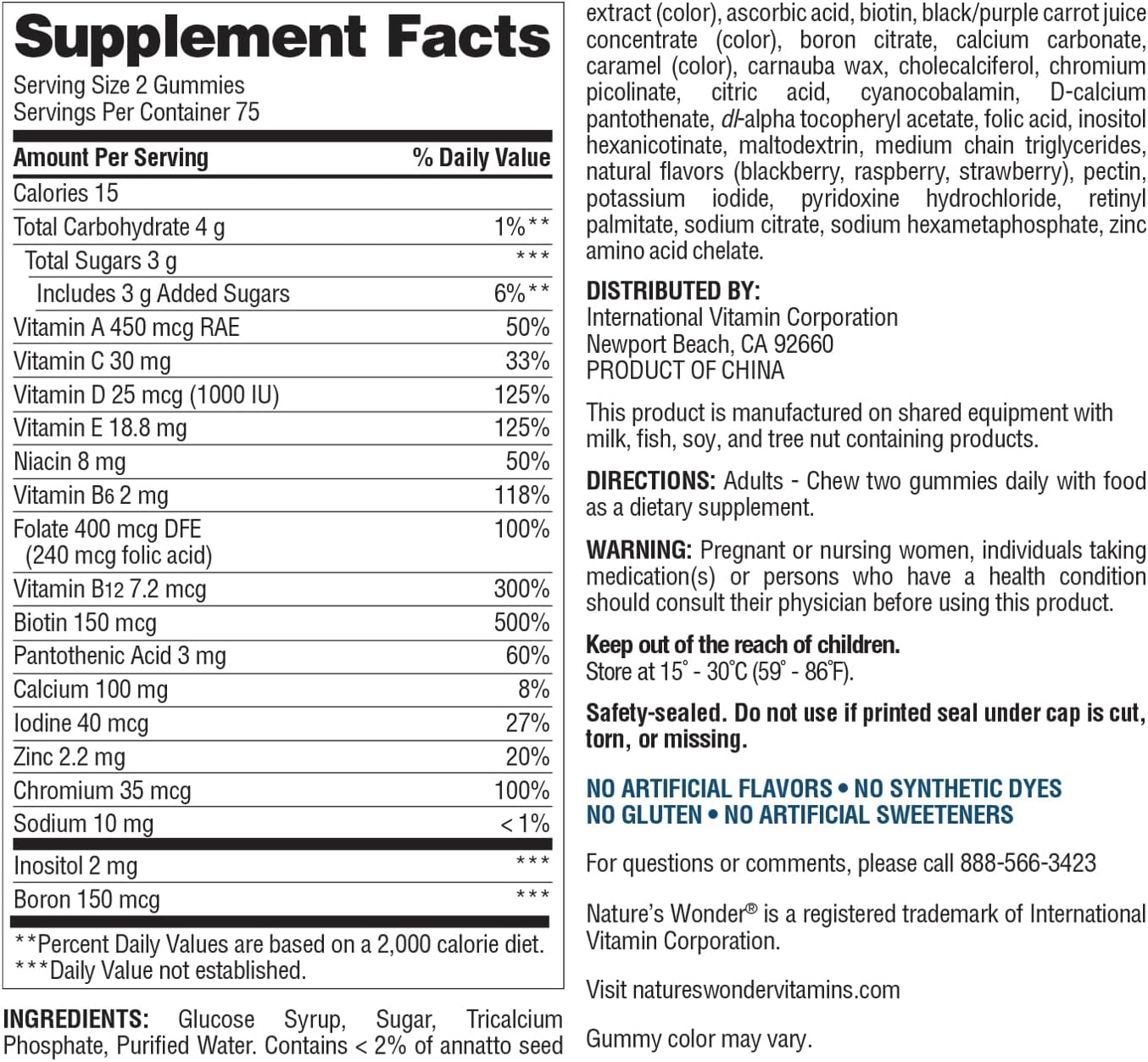 Nature's Wonder Women's Multivitamin Gummies - Gominolas Multivitamínicas para Mujeres, 150 unidades