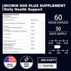 NICMIN 500MG Superóxido Dismutasa con Glutatión Liposomal, AKG, Extracto de Té Verde, L-Arginina, Lisina, Resveratrol y Vitamina E - 120 Cápsulas