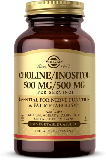 Solgar Colina e Inositol 500 mg/500 mg, 100 Cápsulas Vegetales – Image 1