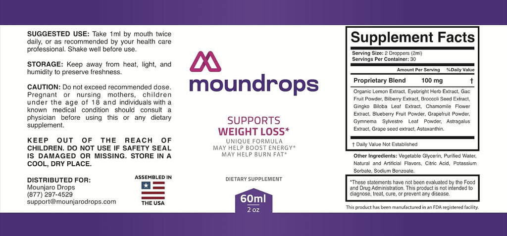 Moundrops - Fórmula Natural Líquida para Energía y Bienestar, 90 Servicios