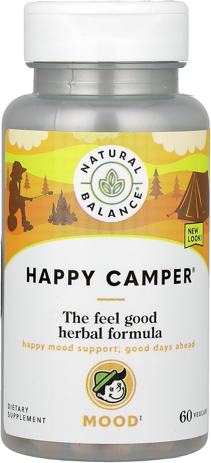 Natural Balance Happy Camper – 60 Cápsulas Vegetales – Fórmula Herbal para el Bienestar Emocional