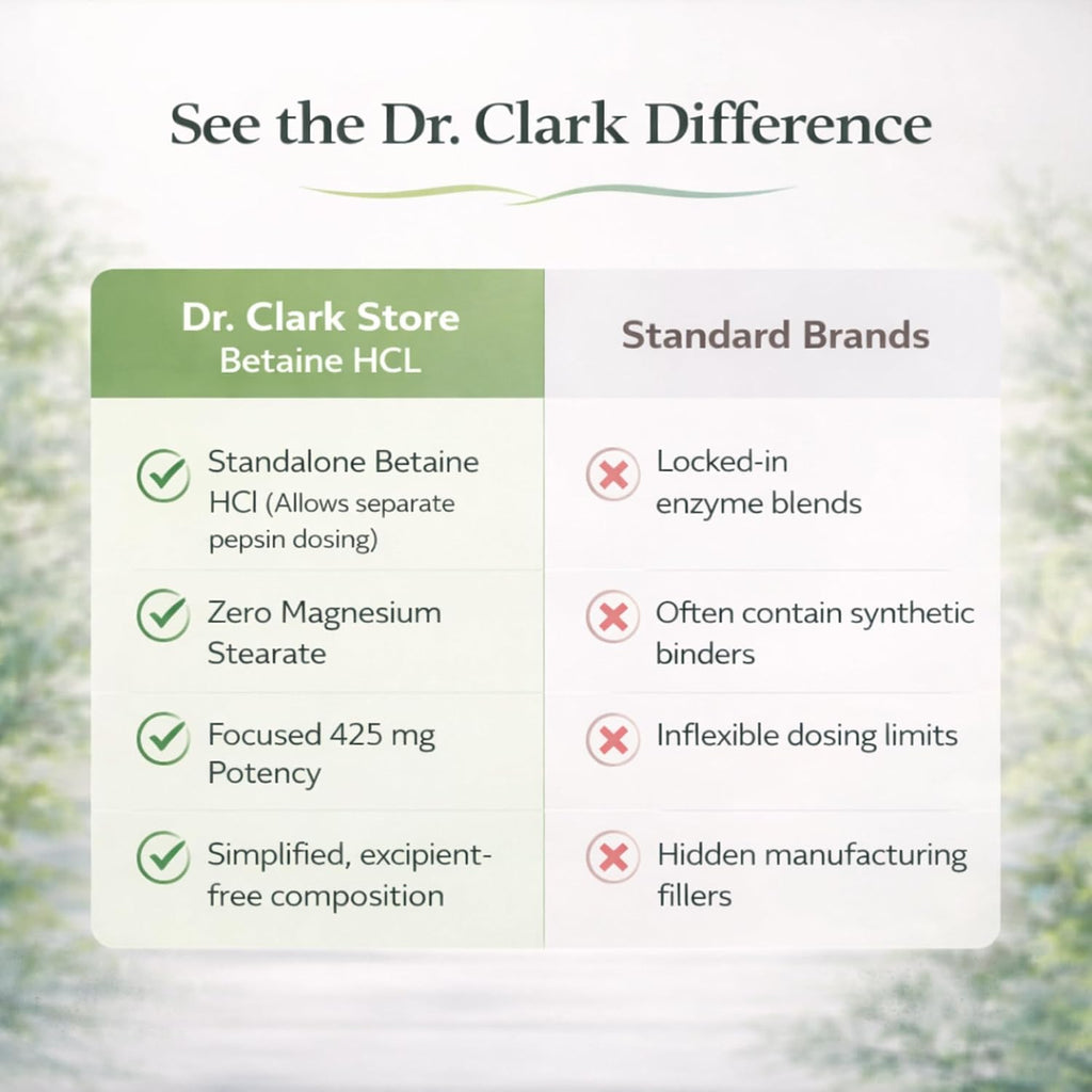 Dr. Clark Betaine HCL Digestive Enzymes - 100 Cápsulas de Gelatina, 425 mg