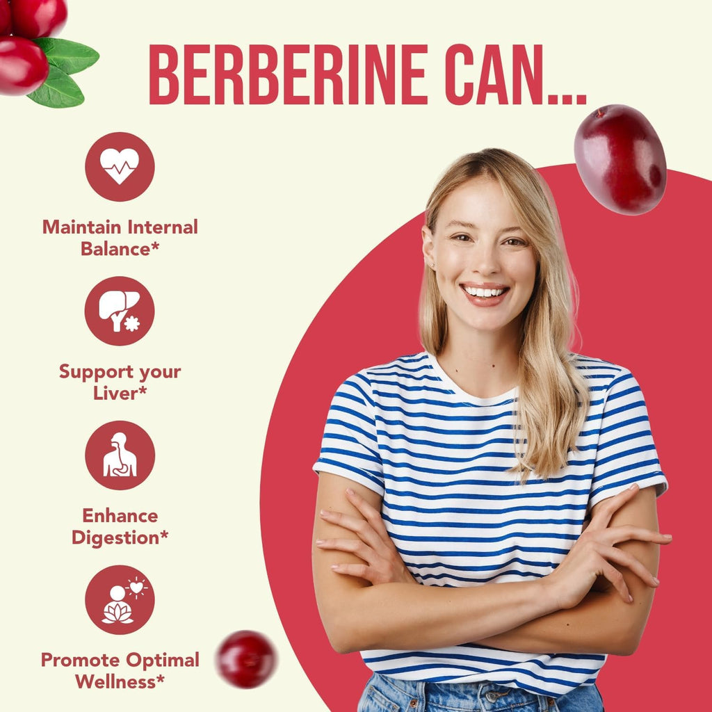 High Strength Berberina 500mg con Quercetina - Complemento Vegano (180 Cápsulas)