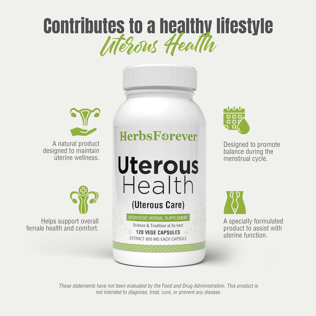Herbsforever Uterous Health/Uterous Care – Concentrated Herbal Extract for Uterine Support, 120 Vegetable Capsules of 800 mg