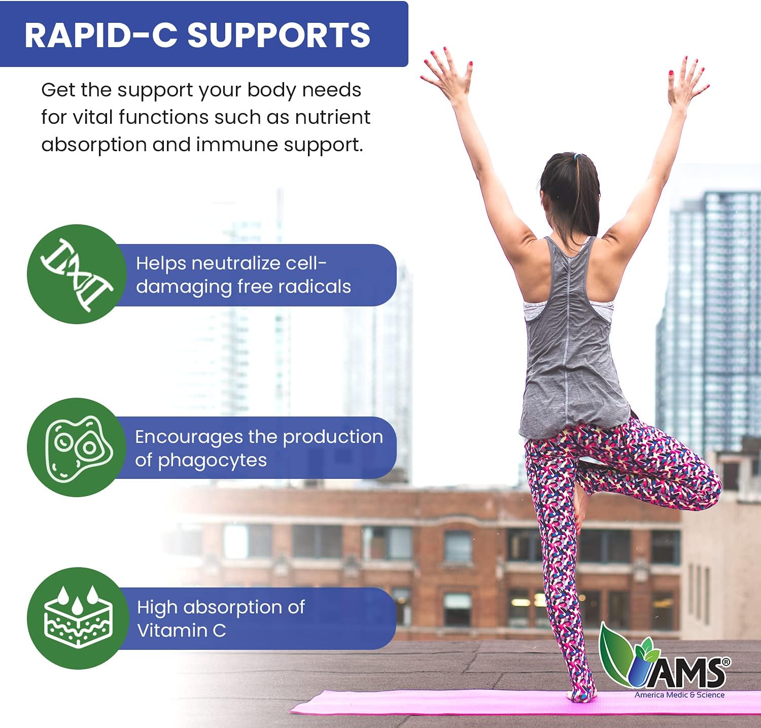 America Medic & Science Rapid-C Vitamina C 500 mg - 100 Comprimidos