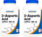 Nutricost Ácido D-Aspártico en Cápsulas (180 Cápsulas) Pack de 2