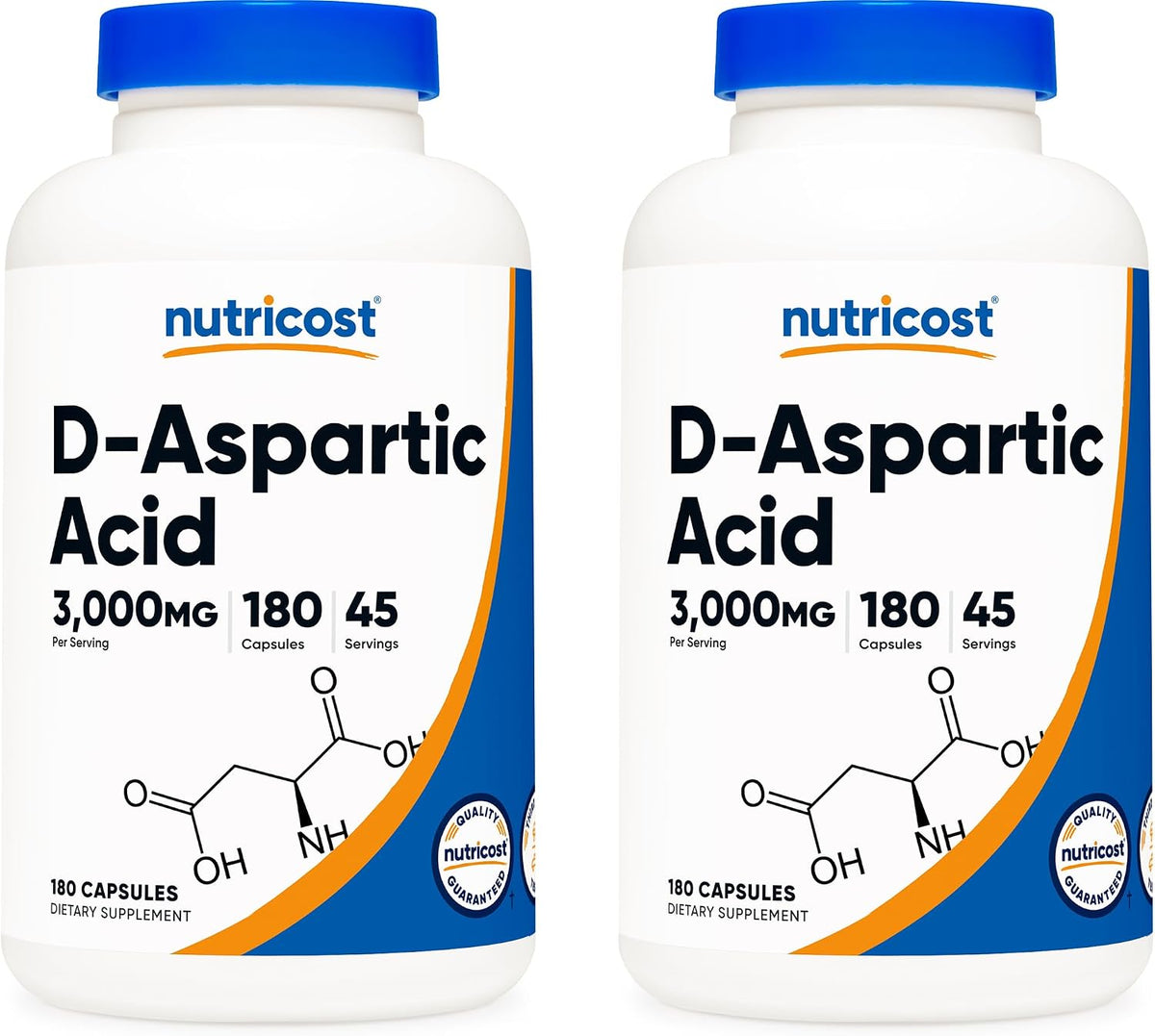 Nutricost Ácido D-Aspártico en Cápsulas (180 Cápsulas) Pack de 2 – Image 1