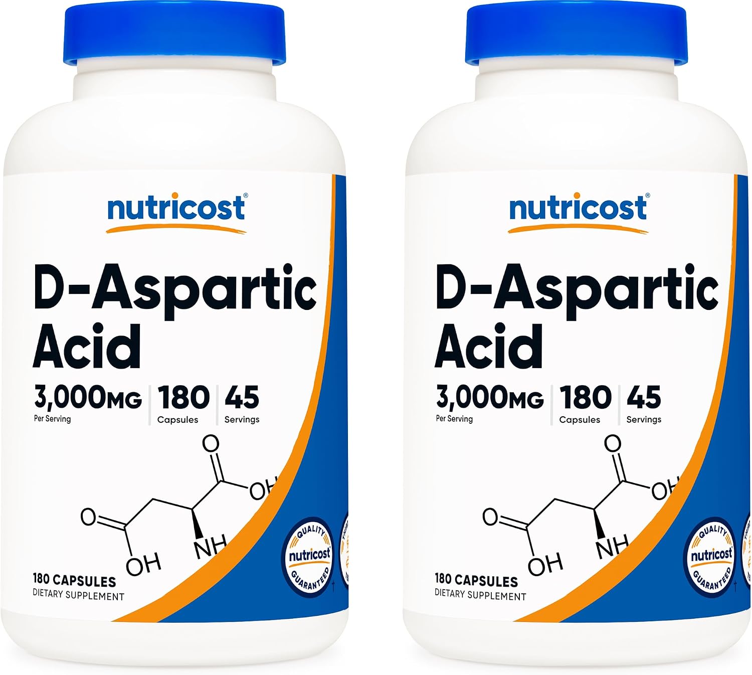 Nutricost Ácido D-Aspártico en Cápsulas (180 Cápsulas) Pack de 2