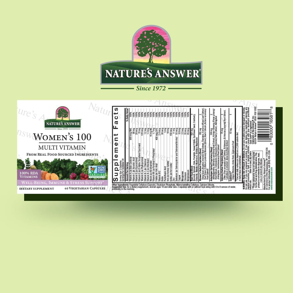 Nature's Answer Women's 100, Multivitamínico para Mujeres, 60 Cápsulas Vegetales