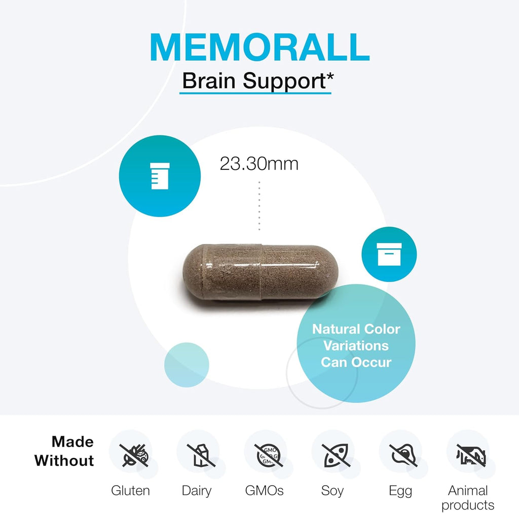 XYMOGEN MemorAll – Apoyo cerebral y memoria – Ginkgo Biloba, Bacopa y vitaminas B – 60 cápsulas