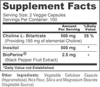 NusaPure Choline & Inositol 1000mg - 200 Cápsulas Vegetales