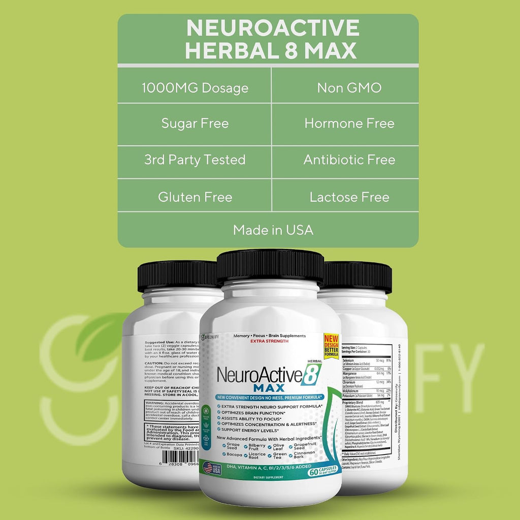 NeuroActive 8 Max, 60 Cápsulas – Apoyo Cerebral y Energía