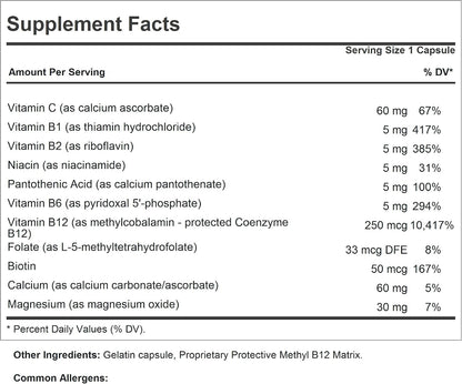 ANDREW LESSMAN Vitamina B12 250 mcg, 360 – Reducción del cansancio y la fatiga: Apoya los niveles de energía – Image 2
