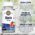 Kal Niacina 25 mg, 200 Comprimidos Sabor Fresa