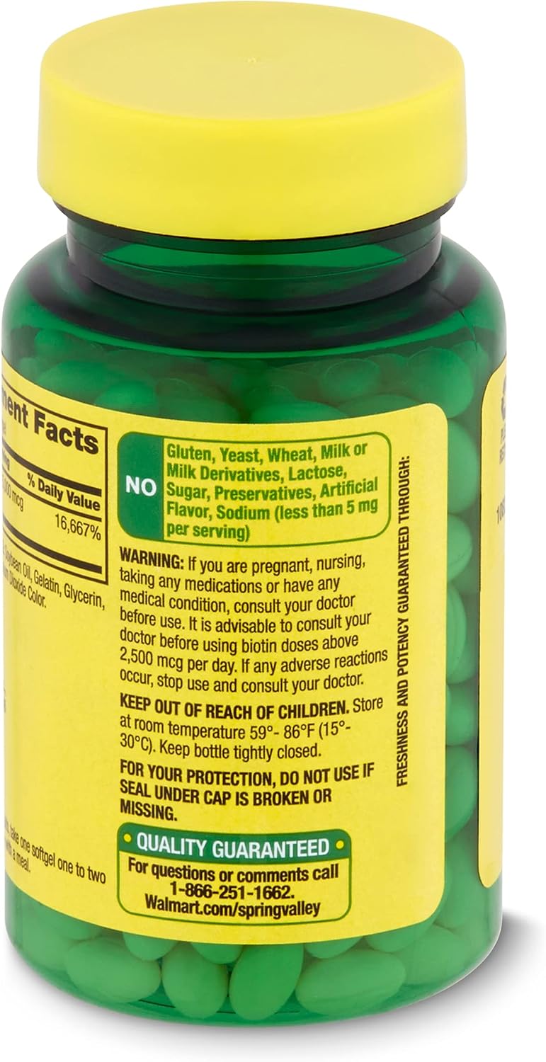 Spring Valley - Biotin 5000 mcg, Super Potency, 120 Softgels
