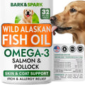 Bark&Spark Aceite de Pescado para Perros - Omega 3 Natural - Apoyo para Piel y Pelaje - Suplemento Líquido para Mascotas - 946 ml (Salmon)