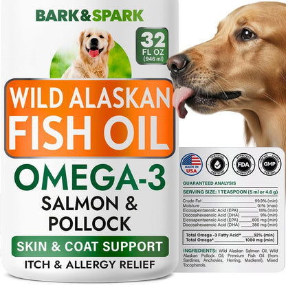 Bark&Spark Aceite de Pescado para Perros - – Piel y pelaje: El omega-3 puede ayudar a mantener una barrera cutánea – Image 1