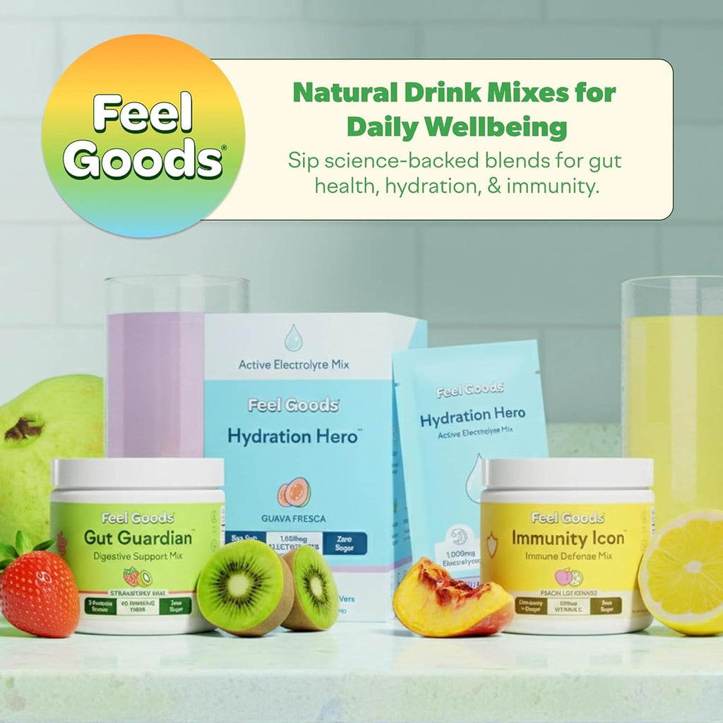 Feel Goods Immunity Icon, Polvo de Apoyo Inmunitario con Vitamina C - 500mg Vitamina C, Saúco, Jengibre, Cúrcuma y Vitaminas Clave para la Salud Inmunitaria Diaria - Mezcla para Bebida Sin Azúcar y Sin Cafeína