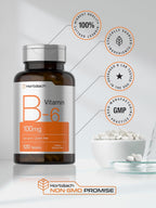 Horbaach Vitamina B6 100 mg | 120 Comprimidos | Piridoxina HCl | Vegetariano, Sin Gluten y Sin OGM