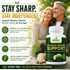 Green Valley Naturals Maximum Memory Support - Suplemento Cognitivo con Lion's Mane, Mulberry, Phosphatidylserine y Vitaminas B Metiladas - 30 Cápsulas