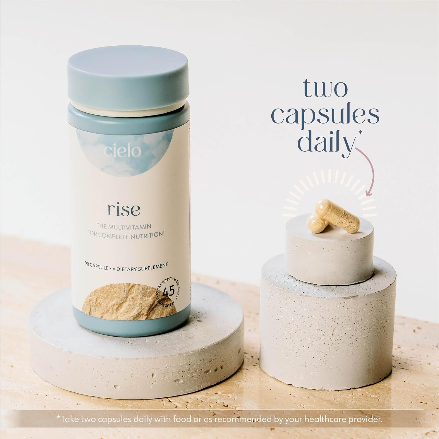 Cielo Rise Multivitamínico para Mujeres y Hombres - Vitaminas A, C, D3, E, K2 y Magnesio - 45 Días