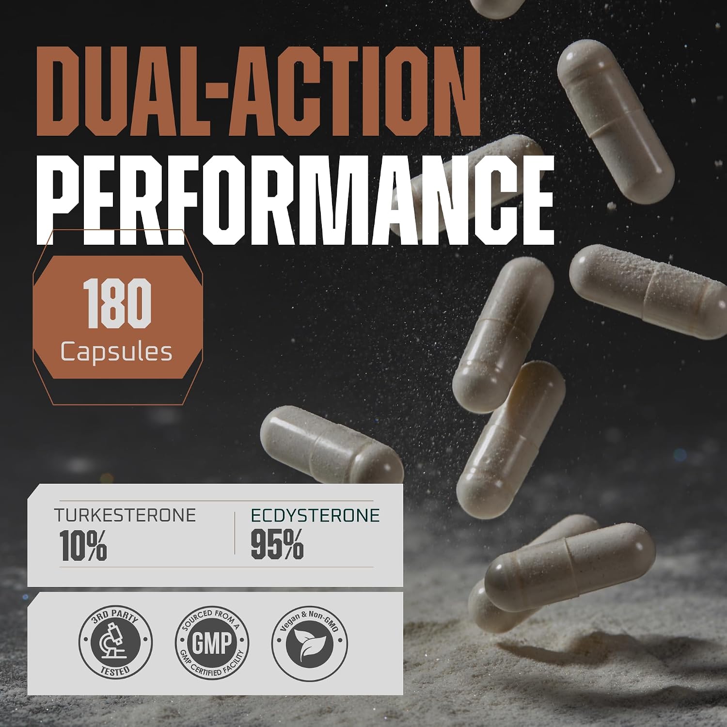 Turkesterone y Ecdysterone – Potenciador Natural de Testosterona, 2-en-1 de Alta Potencia con 95% Beta Ecdysterone – 180 Cápsulas