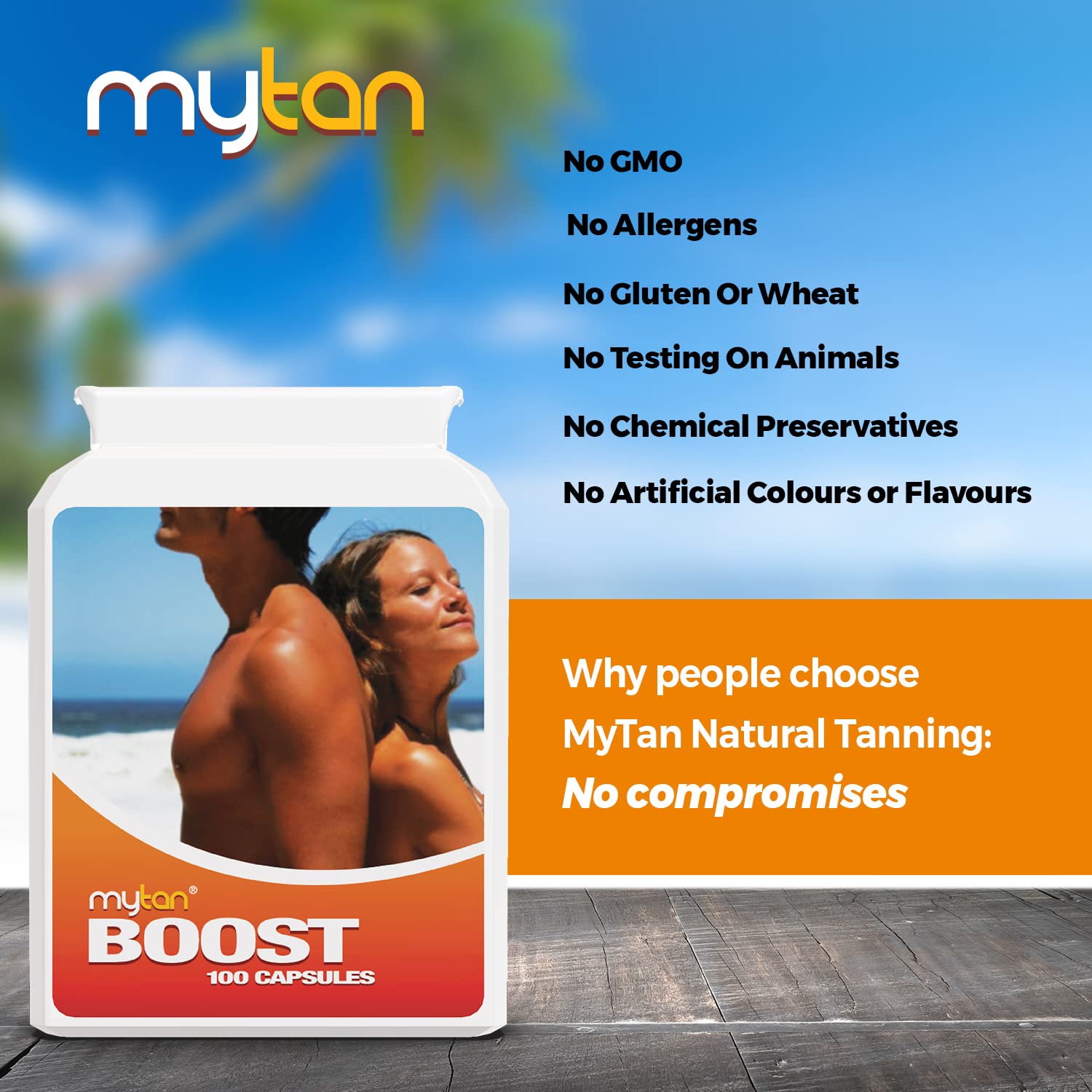 MyTan Boost Pastillas para Bronceado – Acelerador de Bronceado Natural, 100 Cápsulas