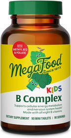 MegaFood Kids Vitamin B Complex – Vitamin B Complex with B12, B6, Folate, Biotin, Zinc, Lemon Balm & L-Theanine – Supports Cellular Energy Metabolism – 30 Mini Tablets