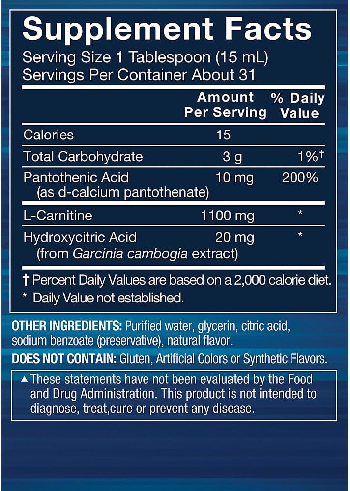 BodyTech L-Carnitine 1100mg - Supports Energy Metabolism - Raspberry Flavor (473 ml)