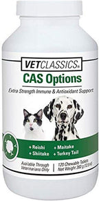 Vet Classics CAS Options Extra Strength Immune Support para Perros y Gatos – Suplemento Antioxidante – Fórmula Extra Fuerte – 120 Comprimidos Masticables